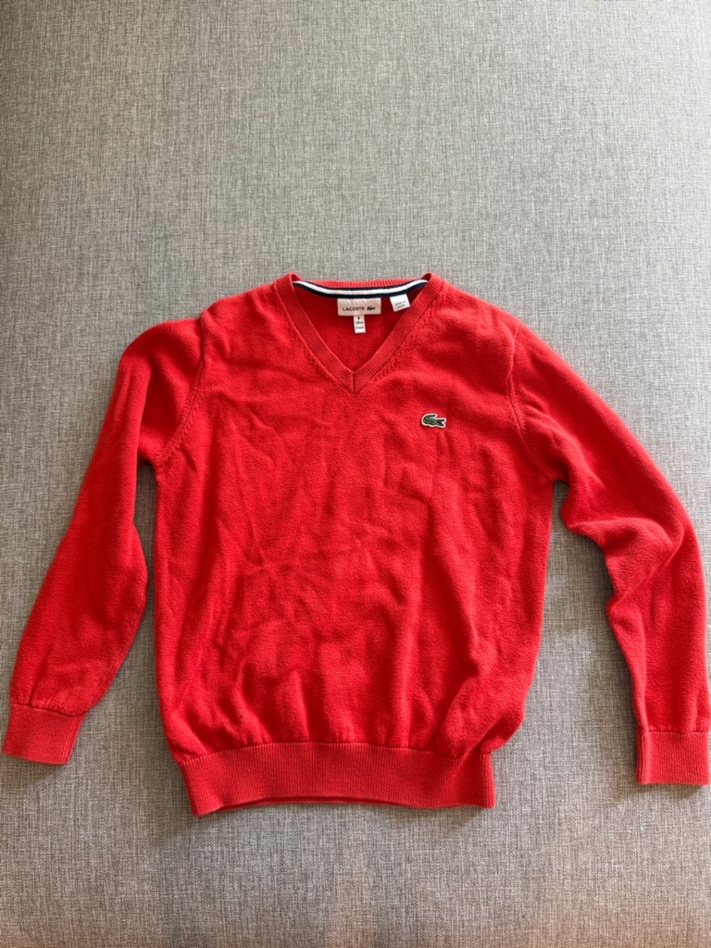 Lacoste Men's Bright Red V-Neck Sweater